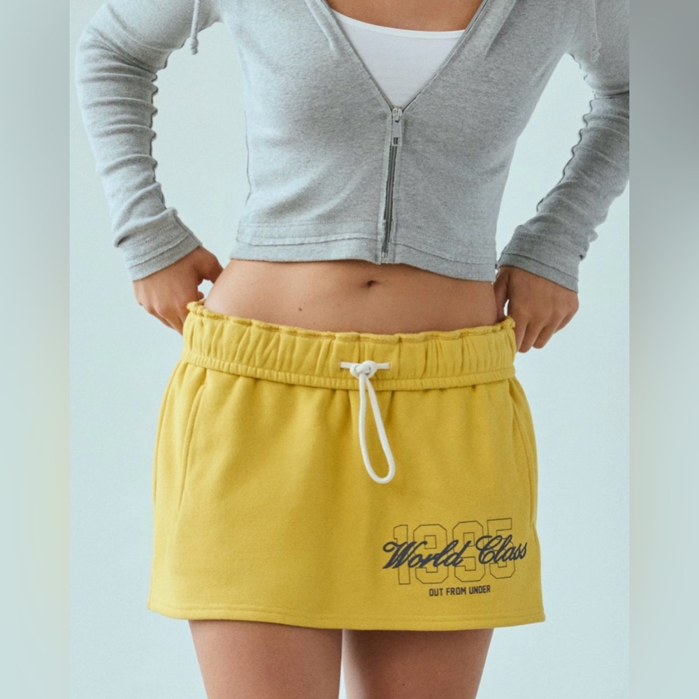 Yellow Mini Skort with Drawstring
